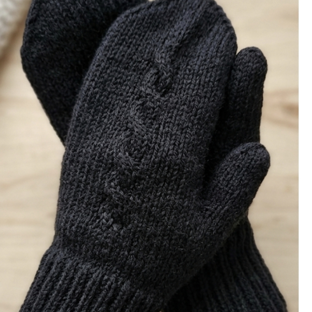 Handmade Black Knit Mittens